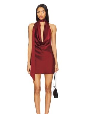 Lovers + Friends Cowl-Neck Mini Dress in Oxblood